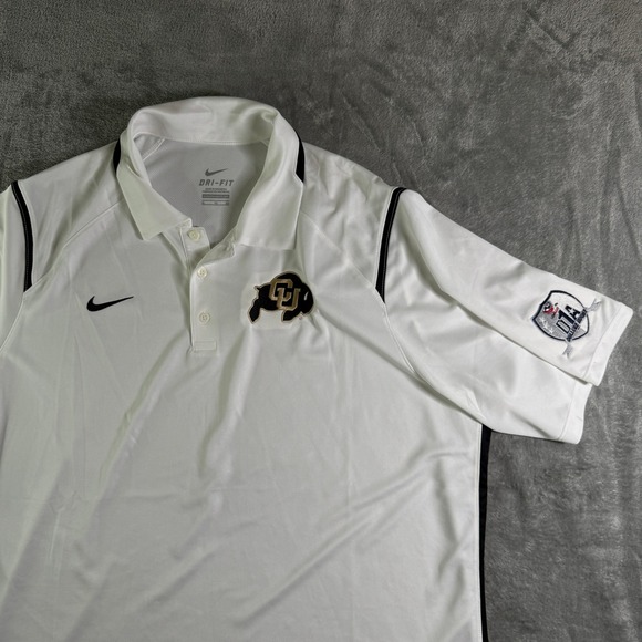 Nike Dri-FIT Colorado Buffaloes NCAA Rugby Polo Shirt White Mens Size XL (READ) - Picture 1 of 14